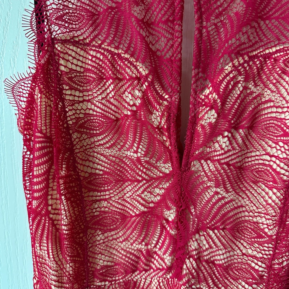 Pink Lace Midi Dress